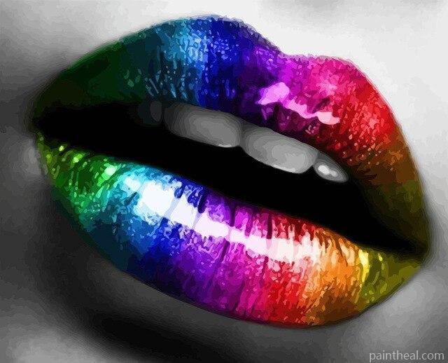 Colorful Lips Painting By Numbers Kits