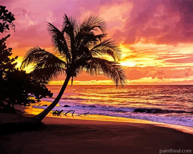 Guadeloupe Beach Sunset Painting By Numbers Kits