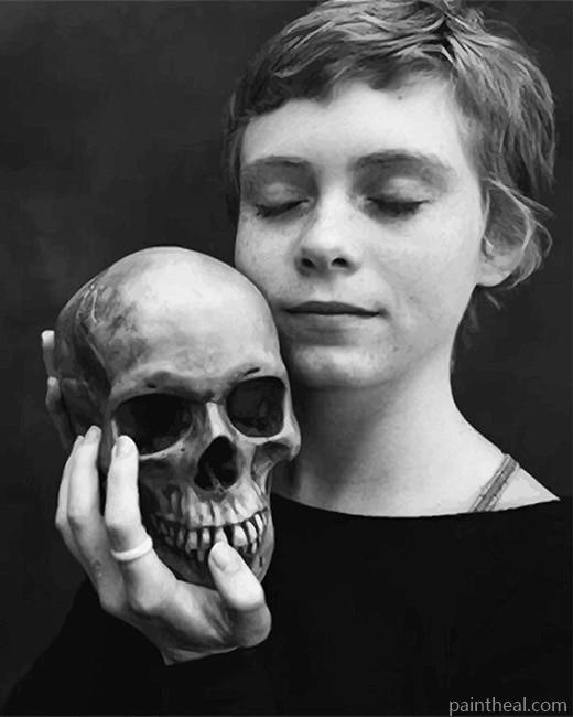 Black and White Girl With Skull Painting By Numbers Kits