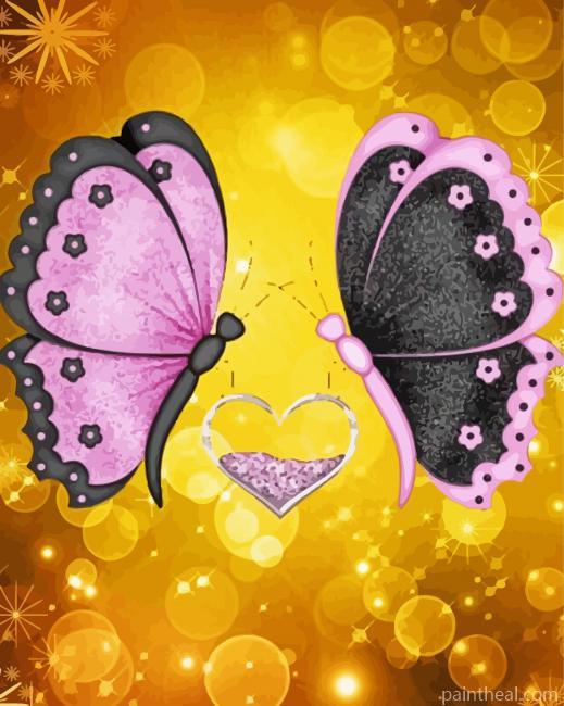 Heart and Butterfly Painting By Numbers Kits