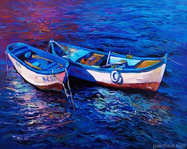 Fishing Boats Seascape Painting By Numbers Kits
