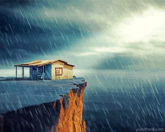 Houses On A Cliff Art Painting By Numbers Kits