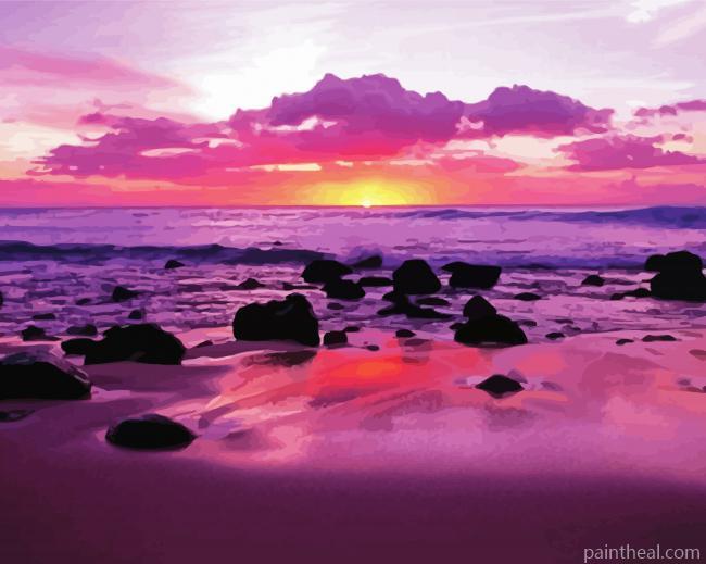 Molokai Beach Silhouette Painting By Numbers Kits