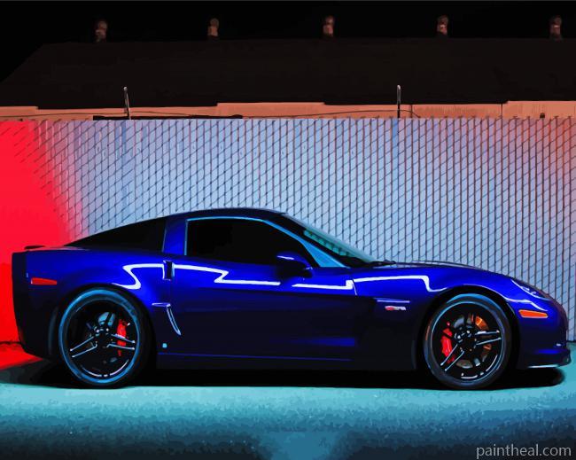 Blue Corvette Chevrolet Car Painting By Numbers Kits