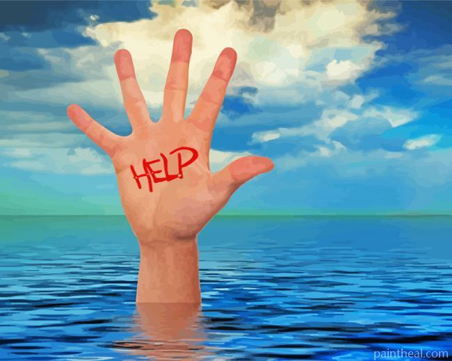 Asking Help Drown In Water Painting By Numbers Kits