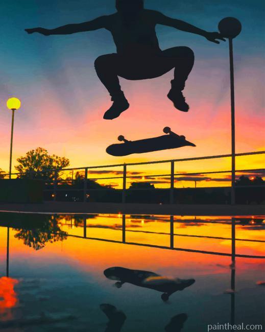 Skateboard Silhouette Painting By Numbers Kits