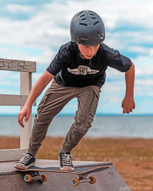 Boy On Skating Park Painting By Numbers Kits