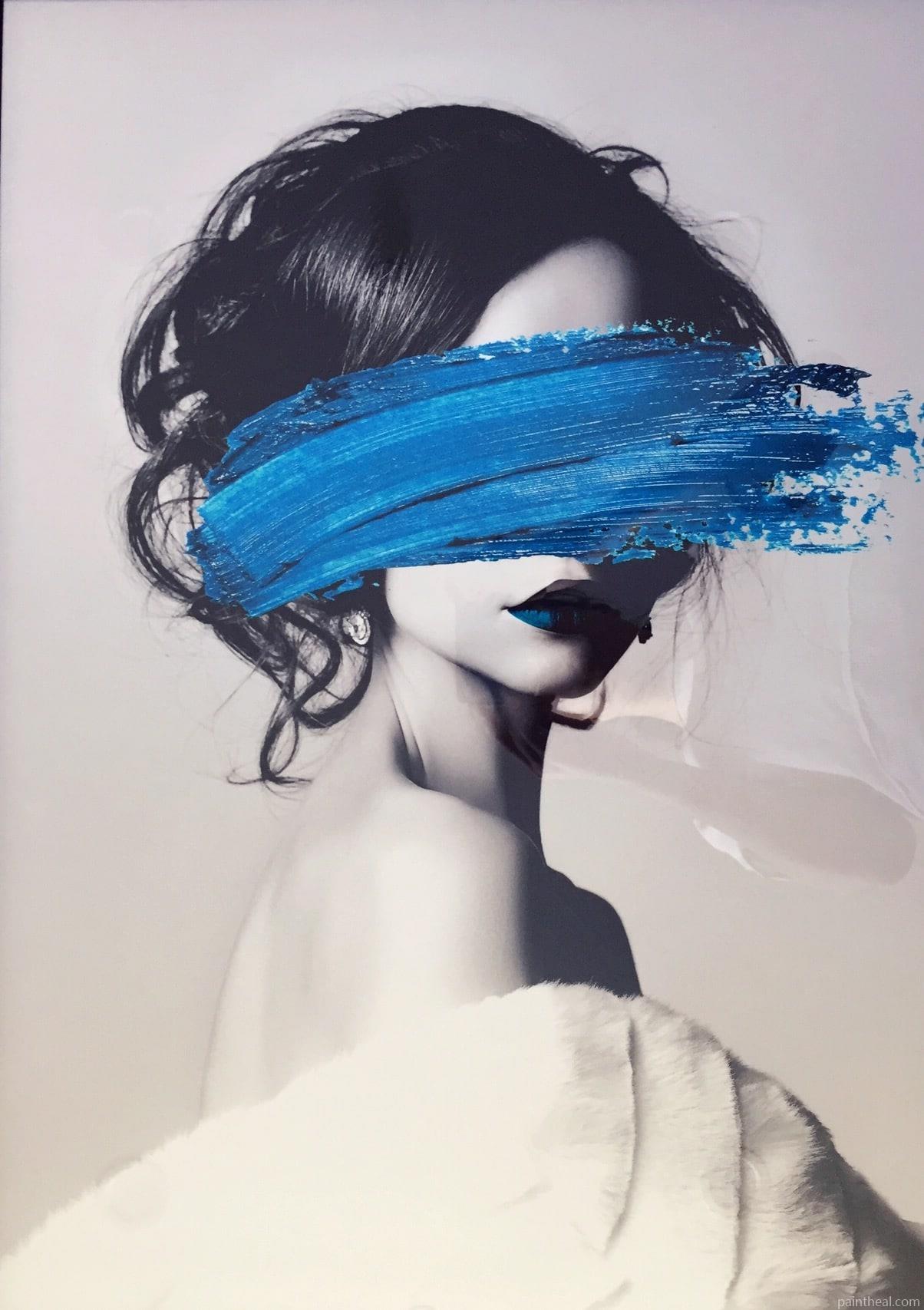 Woman And Blue Brush Painting By Numbers Kits