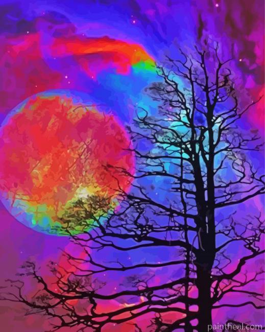 Psychedelic Moon Art Painting By Numbers Kits
