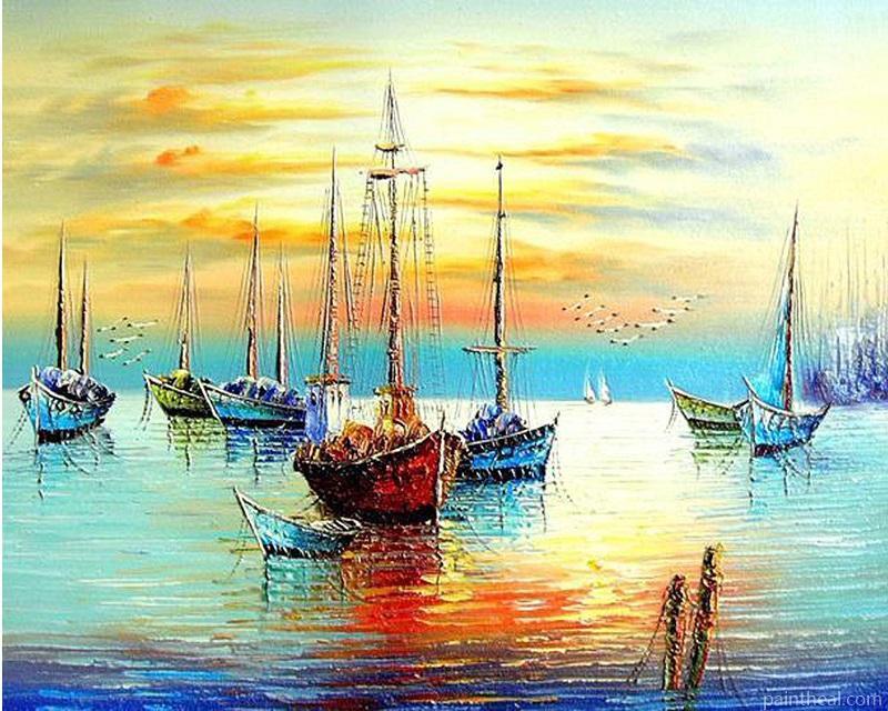 Sailing Boats In Sea Art Painting By Numbers Kits