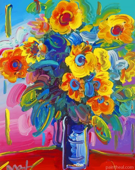 Peter Max Vase Of Flowers Painting By Numbers Kits