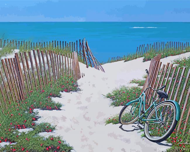 Bike In Beach Sand Painting By Numbers Kits