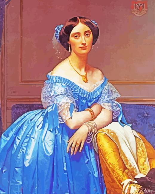 Aesthetic Lady In Blue Gown Painting By Numbers Kits