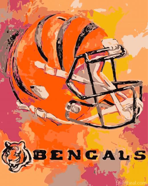 Abstract Cincinnati Bengals Team Helmet Painting By Numbers Kits