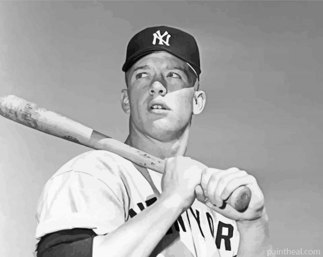 Black and White Mickey Mantle Painting By Numbers Kits