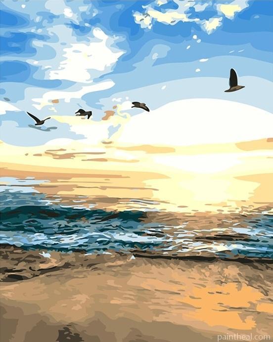 Seascape Acrylic Paint DIY Painting By Numbers Kits