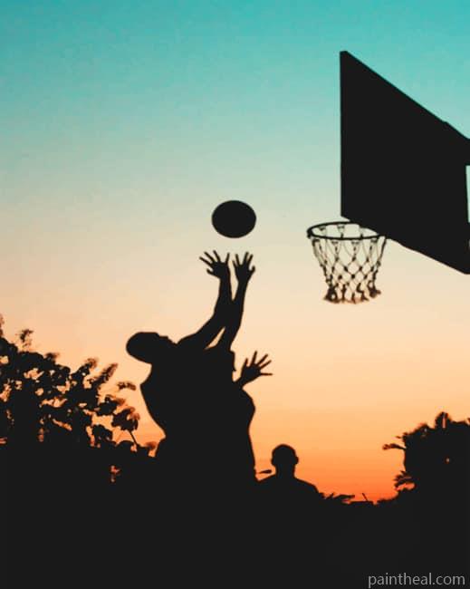 Basketball Silhouette At Sunset Painting By Numbers Kits