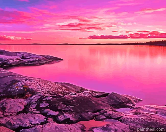 Pink Scenery Painting By Numbers Kits