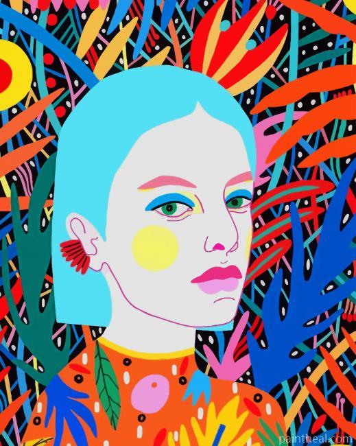 Girl With Short Blue Hair Painting By Numbers Kits
