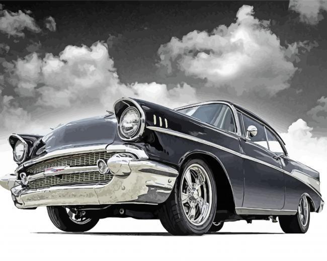 Black And White 57 Chevy Painting By Numbers Kits