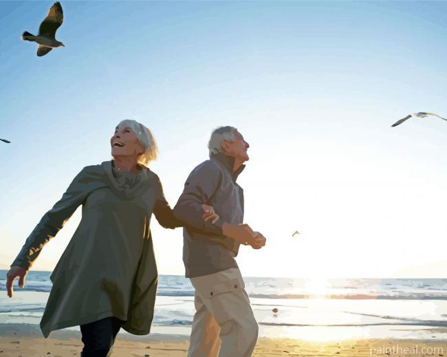 Old Couples By The Sea Painting By Numbers Kits