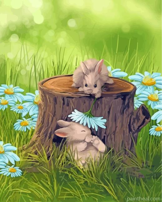 Cute Rabbits Painting By Numbers Kits