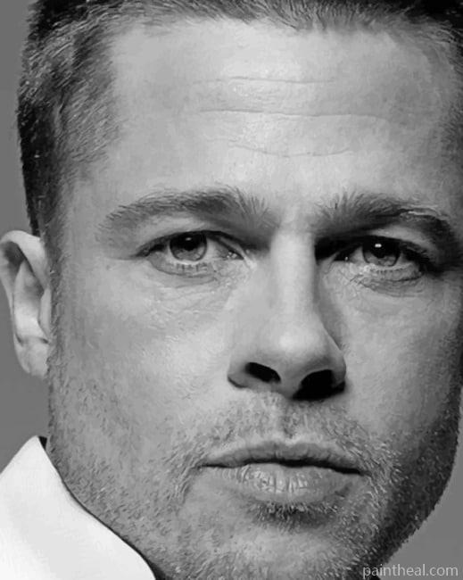 Brad Pitt Black and White Painting By Numbers Kits