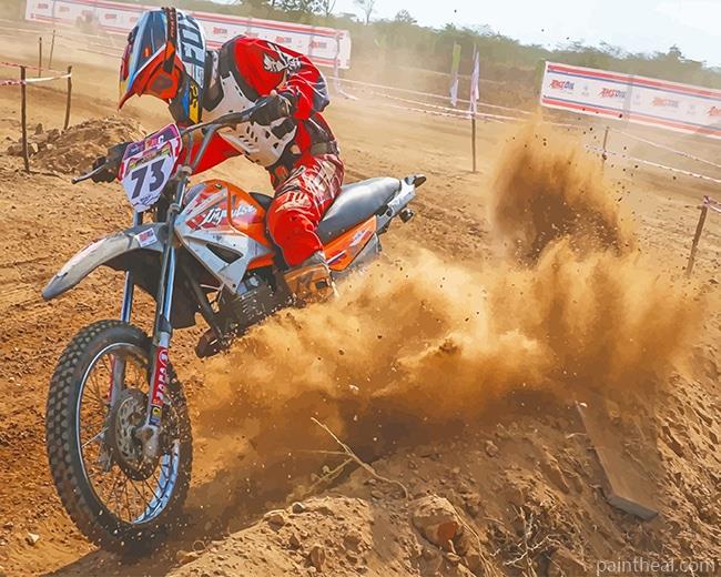 Red Dirt Bike Painting By Numbers Kits