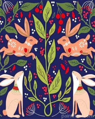Bunnies Folk Art Painting By Numbers Kits