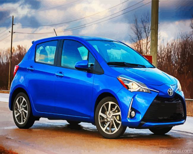 Blue Toyota Yaris Car Painting By Numbers Kits