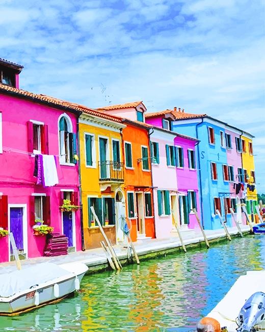 Colorful Buildings Painting By Numbers Kits