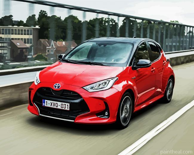 Red Toyota Yaris Painting By Numbers Kits