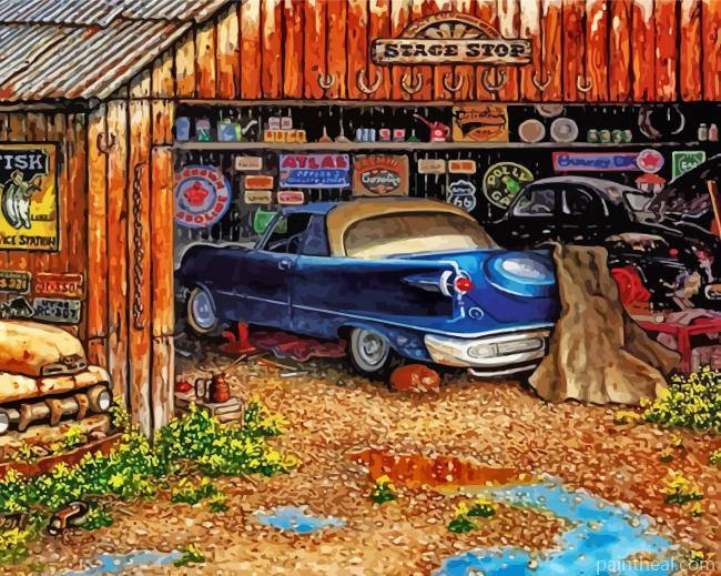 Vintage Car Garage Painting By Numbers Kits