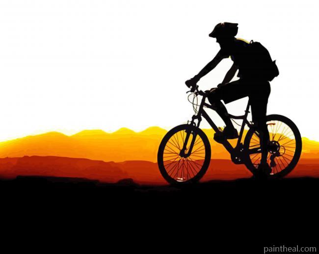 Aesthetic Mountain Biker Silhouette Painting By Numbers Kits