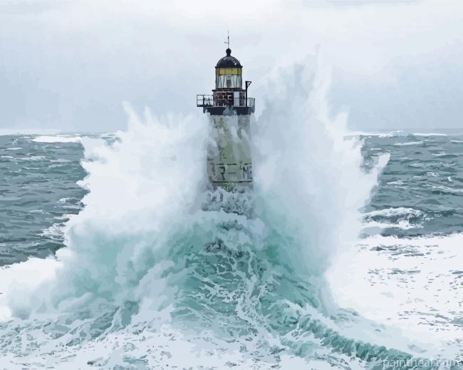 Lighthouse Crashing Waves Seascape Painting By Numbers Kits