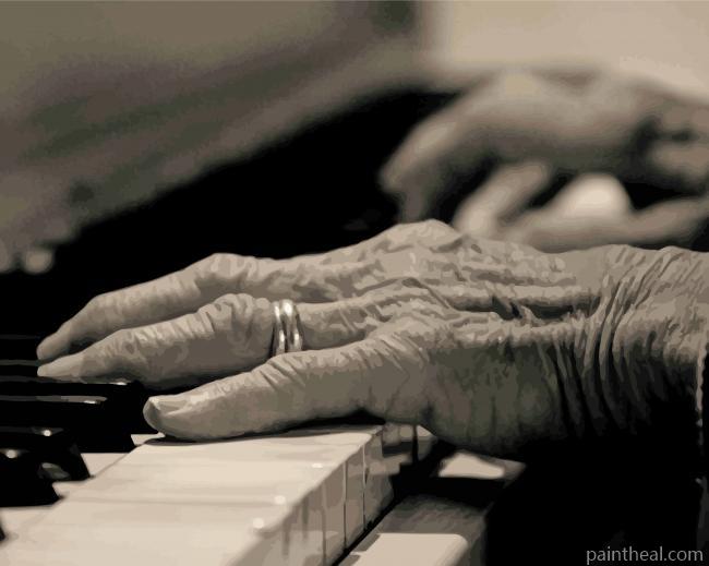 Black And White Piano Playing -Paint By Numbers Painting By Numbers Kits
