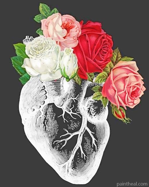Heart with Flowers Painting By Numbers Kits