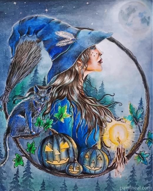 Halloween Witch Painting By Numbers Kits