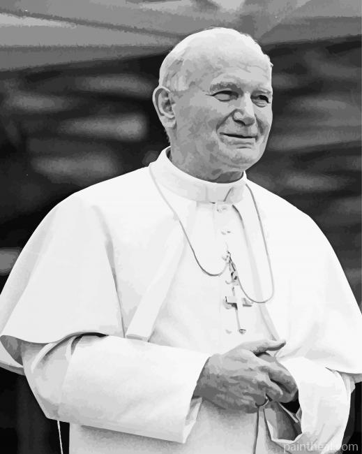 Black And White Pope John Paul Painting By Numbers Kits