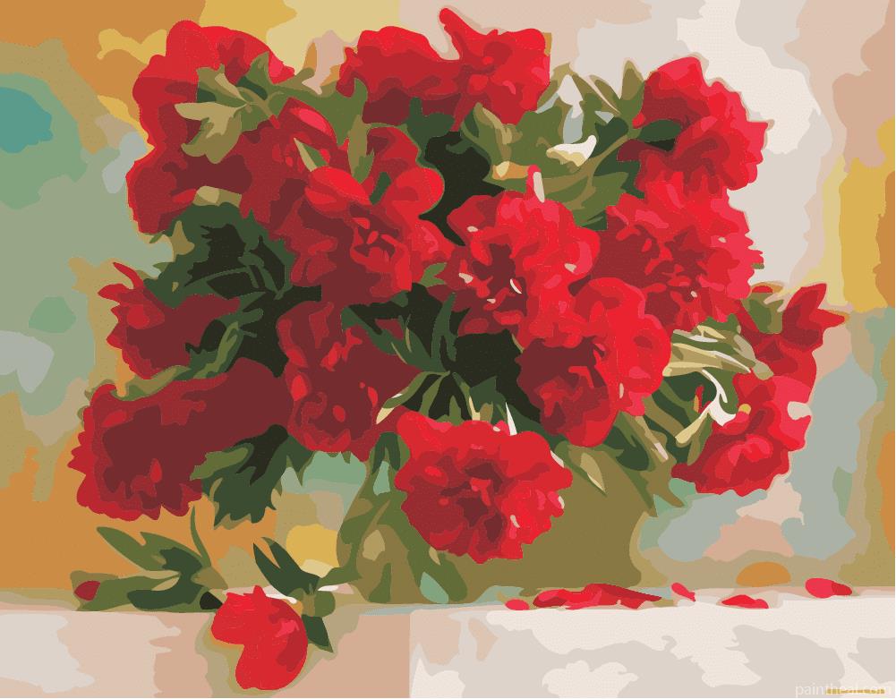 Red Flowers Vase Painting By Numbers Kits