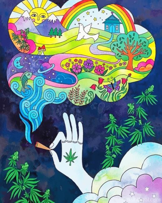 Psychedelic Stoned Art Painting By Numbers Kits