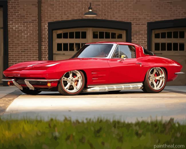 Red Split Window Corvette Painting By Numbers Kits