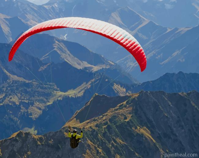 Parachuting In Mountains Painting By Numbers Kits