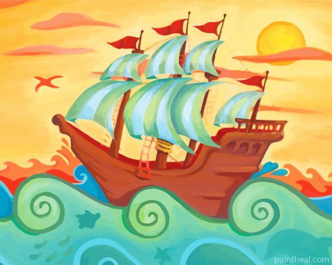 Aesthetic Pirate Boat Painting By Numbers Kits