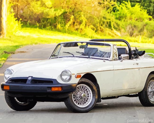 White Mgb Car Painting By Numbers Kits