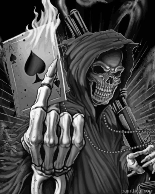 Black And White Ace Skull Painting By Numbers Kits