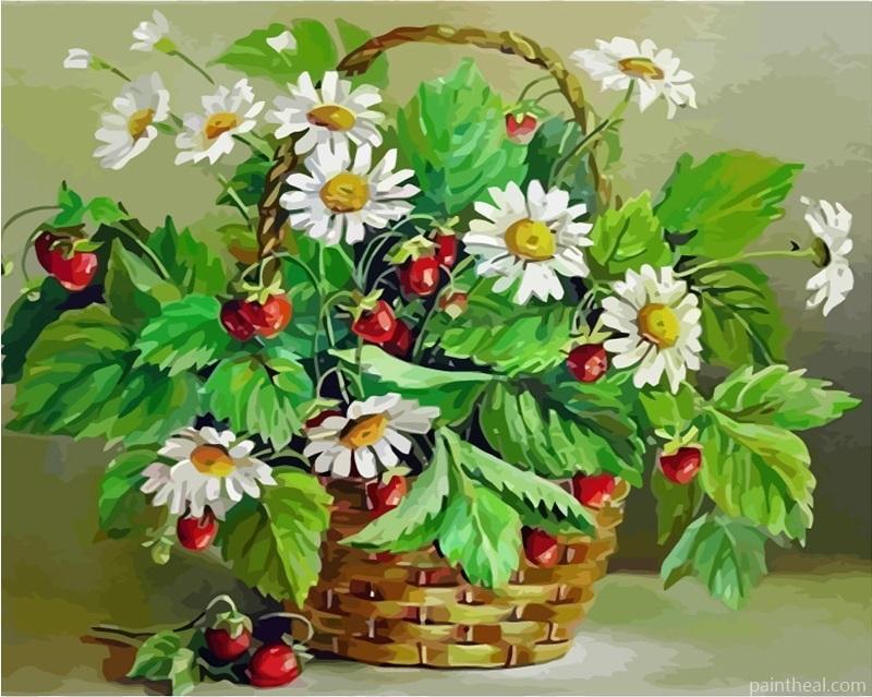 Daisies Flowers Basket Painting By Numbers Kits