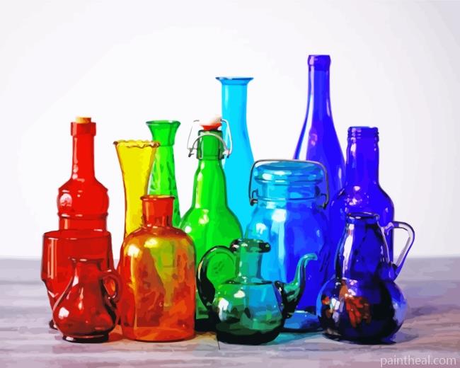 Colored Glass Bottles Painting By Numbers Kits