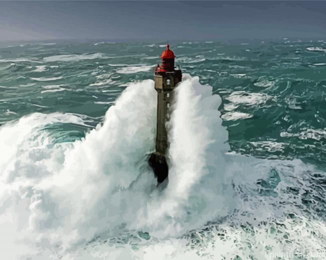 Lighthouse Storm At Sea Painting By Numbers Kits