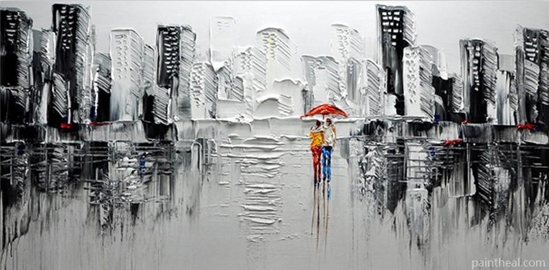 New York Skyline in Black and Red Cities Painting By Numbers Kits